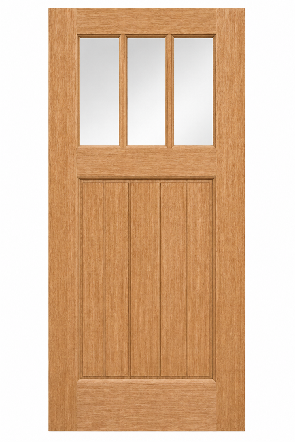 3-Lite Craftsman Plank Panel Mahogany Door