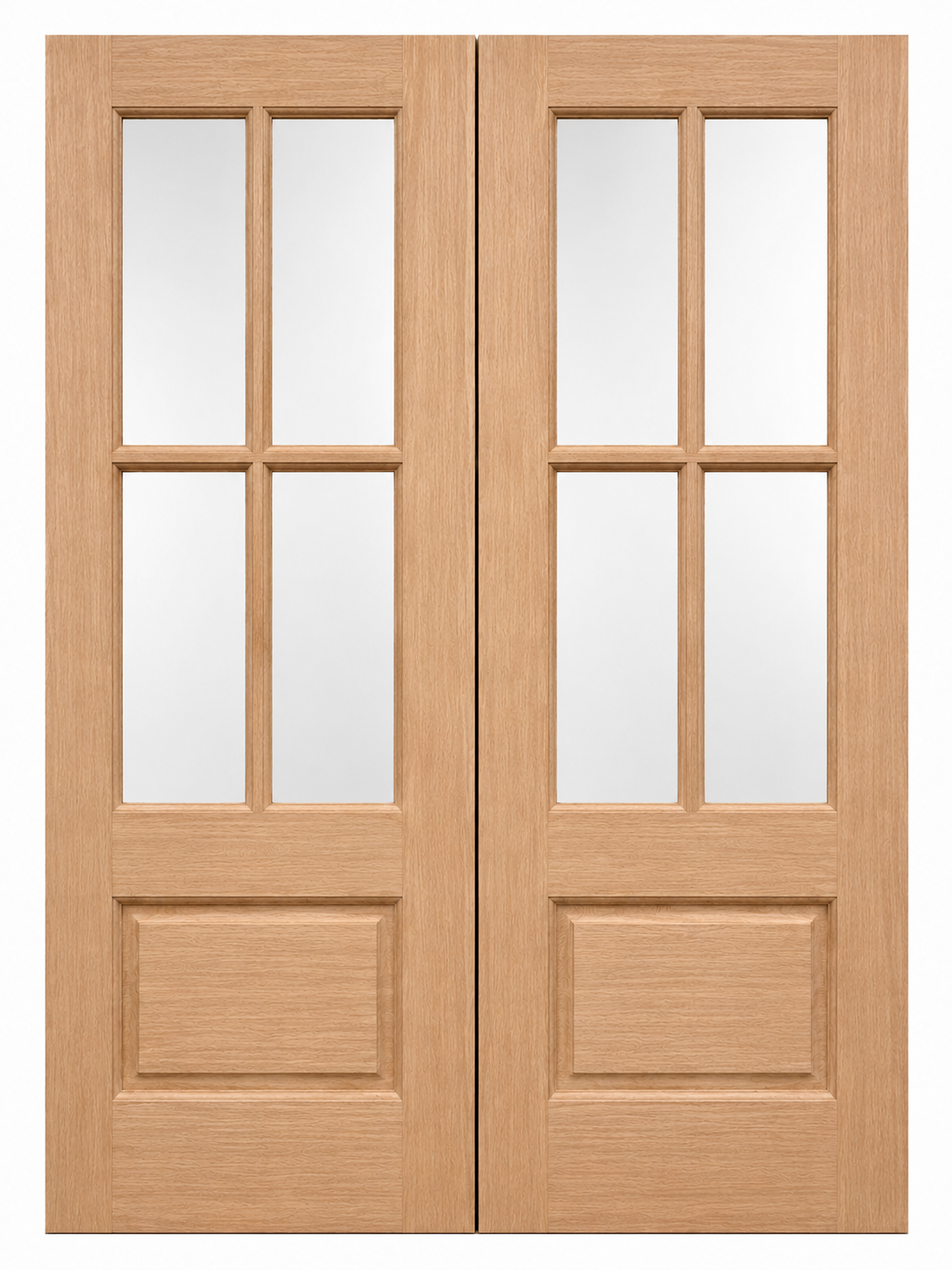 4-Lite Clear Glass Mahogany Double Door