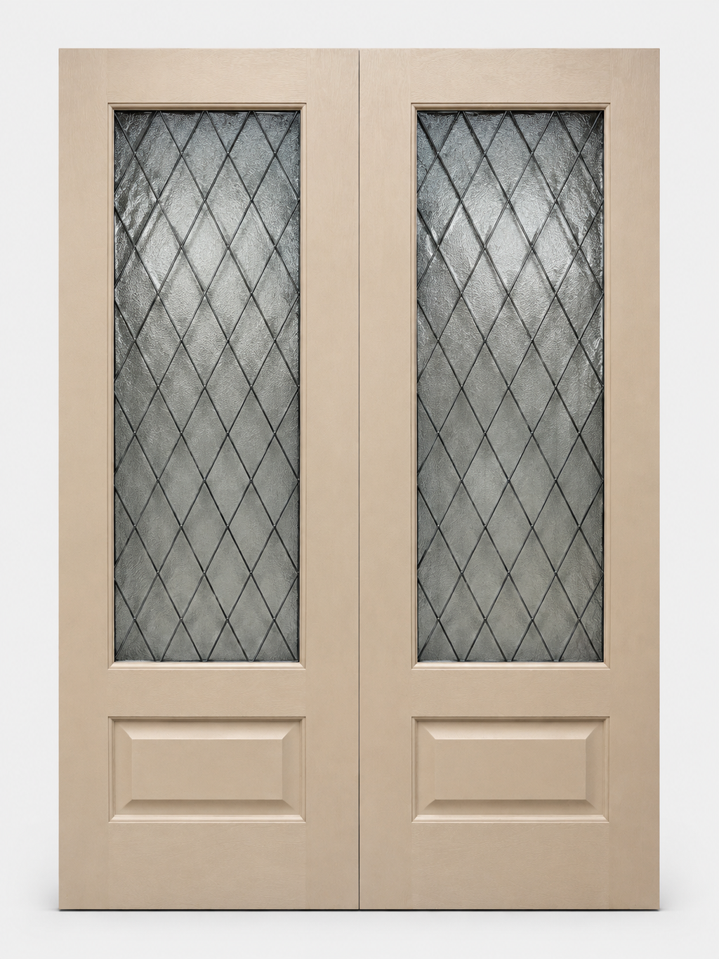Diamond Glass Textured Fiberglass Double Door