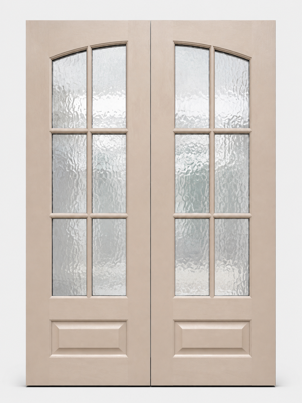 6-Lite Arched Flemish Glass Textured Fiberglass Double Door