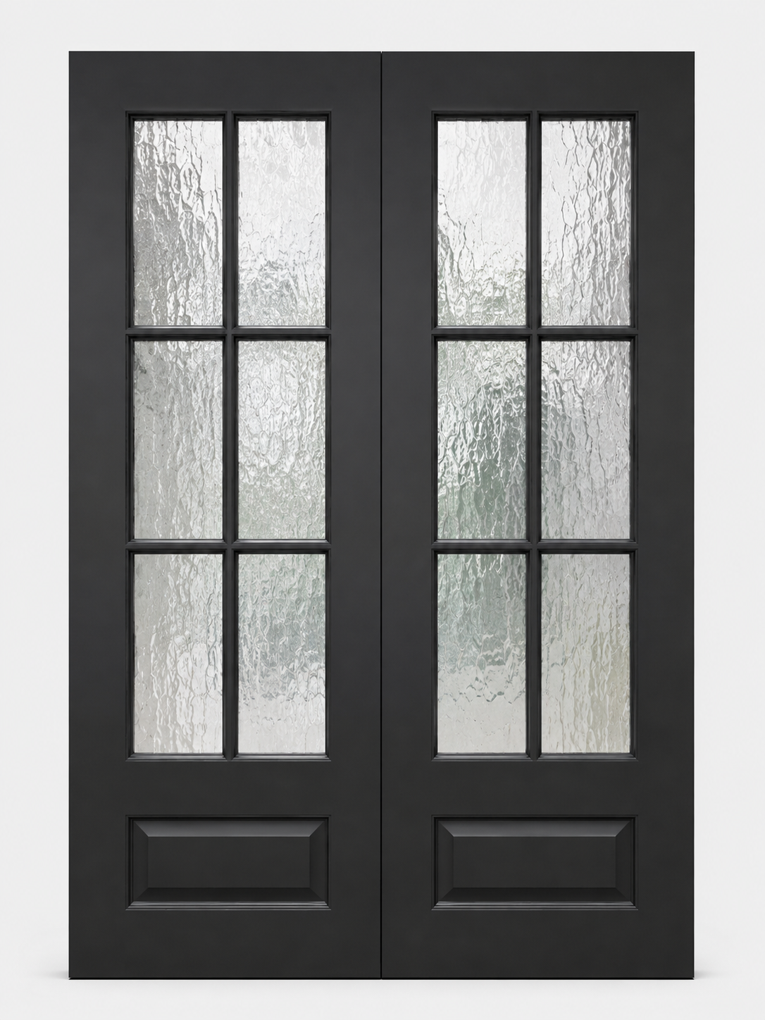 6-Lite Black Flemish Glass Double Door