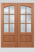 Flemish Glass Mahogany Double Door